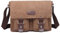 FORRICA Bolsa de Mensajero Hombres Lona Bolso de Bandolera Casual Bolsa de Hombro para Ordenador Portátil Escolar Bolso de Lona Café