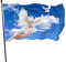 MEMOPJIAJIA Flagge Friedenstaube Peace Frieden Fahne Blau Himmel Taube 90x150cm Friedensfahne Zeichen mit und Freiheit