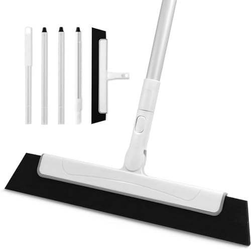 Newthinking Foam Floor Squeegee Long Handle, Wet Room Squeegee Floor Mop Wiper with Adjustable Long Handle for Wet Room Bathroom, 26-48 inches