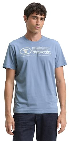 TOM TAILOR Herren Basic T-Shirt mit Print aus Baumwolle
