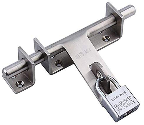 LAErper Heavy Duty Latch Door Bolt Barrel Slide Lock,Stainless Steel Slide Bolt/Hasp Lock With Padlock Hole,For Garden Gate Shed Doors