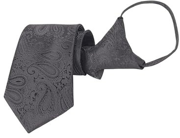 WANYING Herren 8cm 3,15 Klassische Reißverschluss Krawatte Vorgebundene Sicherheits Krawatte Businesskrawatte Formelle Business Hochzeit Länge 48cm - Paisley Schwarz