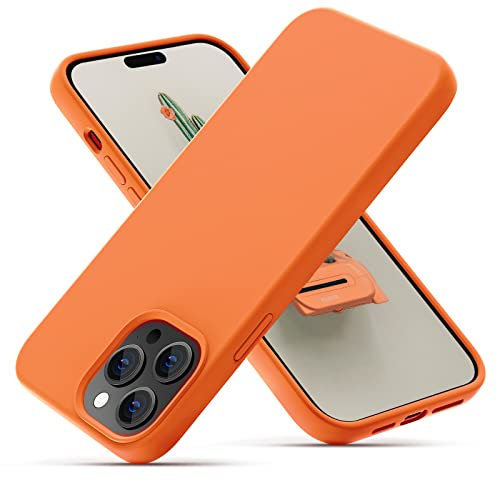 OitiYaa Silicone Case Compatible with iPhone 14 Pro Max Case 6.7 Inch, Soft Ultra Slim Protective Shockproof Liquid Silicone Phone Case with Anti-Scratch Microfiber Lining,Papaya Yellow