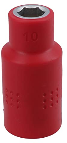 10mm 1/2in Drive VDE Insulated Shallow Metric Socket 6 Sided Single Hex 1000 V
