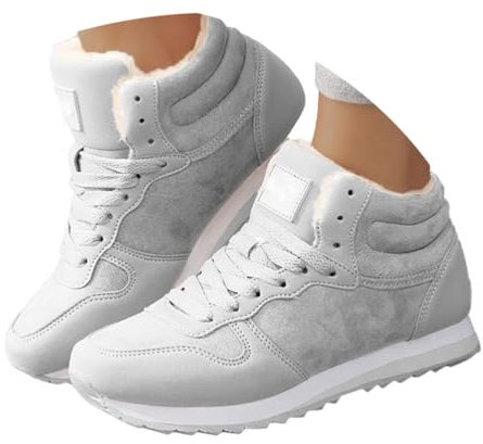 ticticlily Unisex Winterschuhe Damen Herren Warm Gefüttert Sneaker Leicht Winterstiefel Wildleder Winter Kurzschaft Stiefel Schneestiefel rutschfest B Grau 39 EU