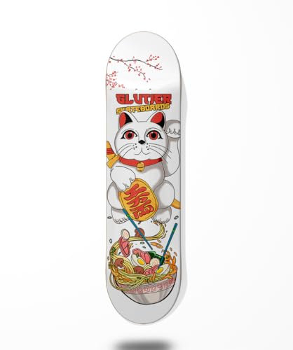 Glutier Deck Monopatin Skateboard Japan Cat Ramen 8.5