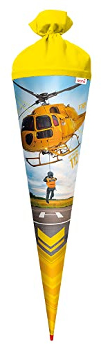 ROTH Schultüte groß Helikopter 70 cm - rund, Rot(h)-Spitze, Filzverschluss - Zuckertüte