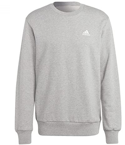 adidas Homme Essentials French Terry Embroidered Small Logo Sweatshirt, Medium Grey Heather, M