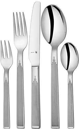 WMF Art Deco Besteck Set 12 Personen, Essbesteck 66 teilig, Hohlheftmesser, Cromargan protect Besteck poliert, glänzend, kratzbeständig, spülmaschinenfest