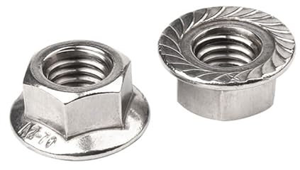 NOLDAR | Sechskantmuttern mit Flansch und Sperrverzahnung DIN 6923. Flanschmuttern AISI 304 (A2) Edelstahl. M5 (200 Stück)