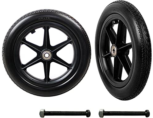 SAGIDAR Verschleißfester Vollreifen 30cm, 2 Stück Rollstuhlreifen Pannensicher, Rollstuhlzubehör Ersatzräder, Mit Lager Und Gewindestange, Gute Stoßdämpfung, Ersatz Lenkrollen Für Rollstuhl