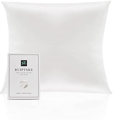 Taie d'oreiller en Soie pour Oreiller 100% Soie 22 Mommes Certifiée Oeko-TEX® Bienfaits Cheveux et Peau Anti Âge, Anti Acarien (60x60cm, White)