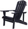 MOOOTTO Adirondack Stuhl aus Massivholz, Akzent-Terrassenstuhl, wetterbeständig, Feuerstelle, Loungesessel, ergonomische Outdoor-Loungestühle für Hinterhof, Garten, Rasen und Strand (Dunkelschwarz)