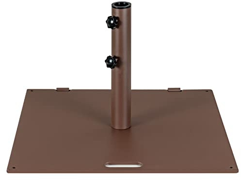 COSTWAY Pied de Parasol Lourd 22,5 KG, Support de Parasol avec Adaptateurs 4/5cm et 2 Boutons de Serrage, 2 Roues Intégrées, Poignée de Transport, pour Patio, Jardin, Piscine(60x60cm,Marron)