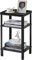 YEAKOO Side Table for Small Spaces,3 Tier End Table with Metal Tabletop Tray Storage Shelf, Small Narrow Thin End Table Bedside Table,Nightstand for Hallway,Living Room, Bedroom, Office/Black