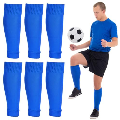 Peaken Football Sock Sleeve, 3 Pair Team Leg Sock Black Sock Sleeve Football for Football Running or Training Beginner (Adult, Blue)
