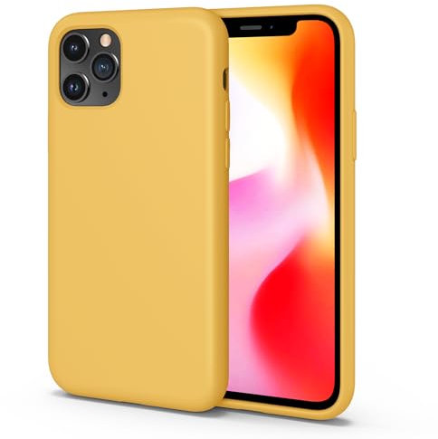 aaaioe Silicone Case for iPhone 11 Pro,Soft Ultra Slim Protective Shockproof Liquid Silicone Phone Case with Drop Protection Corners,Anti-Scratch Microfiber Lining,5.8 inch-Yellow