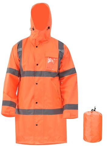 AYKRM Manteau de vent imperméable de Travail sécurité Orange