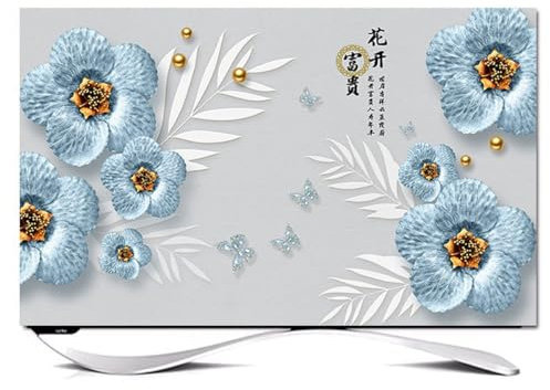 VUT LCD TV Dust Cover 55 Inch 65 Inch Wall Mounted Simple 75 Inch Chinese Full Coverage Cloth(Size:65IN(152X92CM),Color:C)