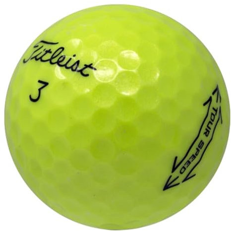 Titleist LostGolfBalls - 12 Yellow Tour Speed Golf Balls in Pristine Condition, 2023 Year Model, Like New Quality, No Logos, No Player Markings, Recycled Used Golf Balls, Yellow