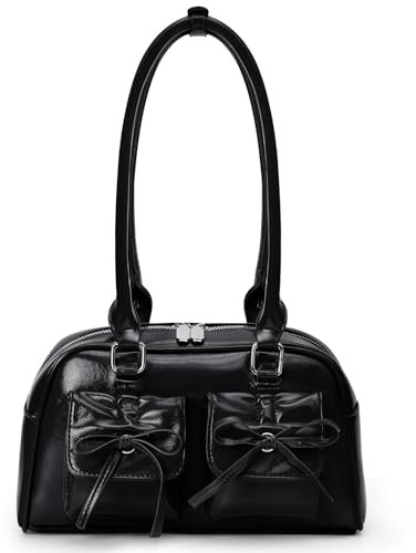 Juoxeepy Ita Bag Süße Schleife Geldbörse Ästhetische Japanische Umhängetasche Kunstleder Tote Bag Y2k Rot Handtasche Geldbörse, A02-Schwarz