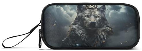 Aquarellmalerei Cooler Wolf Federmäppchen Federtaschen Mäppchen Schlamperbox Tasche für Jungen Mädchen Schüler