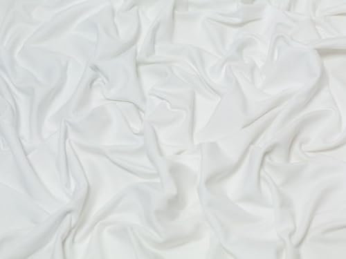 Minerva Tela de punto de rizo francés elástica de color blanco – por metro