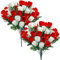XunYee 2 Blumensträuße Künstliche Friedhofsblumen, 48 Köpfe, künstlicher Rosenstrauß, gefälschte Gedenkblumen für Grabseide, Kunstrosen, Arrangements für Grabsteine, Grabstein (weiß und rot)