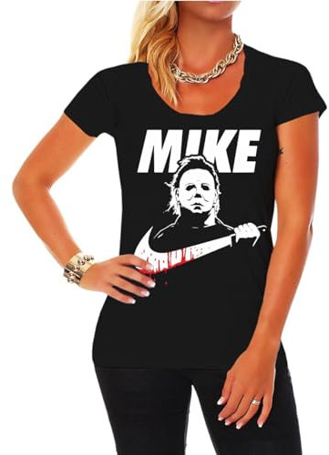 T-Shirt Damen Horror Logo Mike Funshirt mit Horror Motiv Streetwear Tv Kult Größe XS - XXL