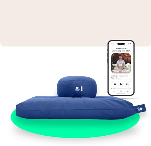 INNER PEACE Yogakissen Rund Meditationskissen Set | Yoga Kissen & Zabuton Meditationsmatte | Bio Baumwolle | Waschbar | Oeko-TEX 100 | Zen Meditation Set (Königsblau)