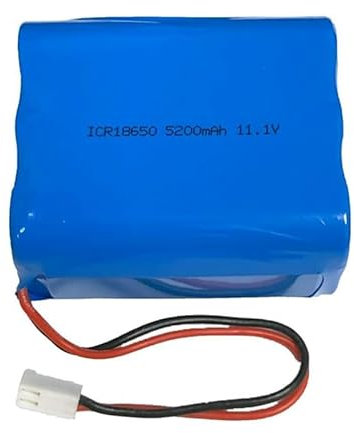 Fivean Batería recargable de iones de litio de 5200 mAh, 11,1 V, 5,2 Ah, 12 V, 6 celdas, 18650, 57,72 Wh, con conectores MTA-100 de 2 pines para piscina y altavoz Altec Lansing con luz LED