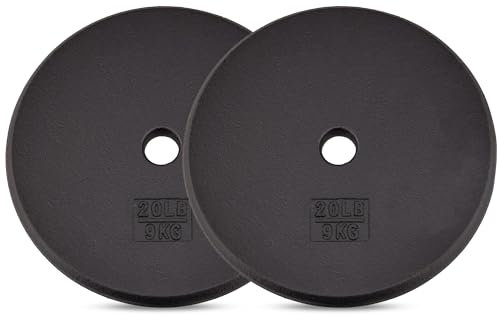 Yes4All Standard Hantelscheibe aus Gusseisen, 2,5 cm, ideal für Krafttraining, 9 kg, Paar