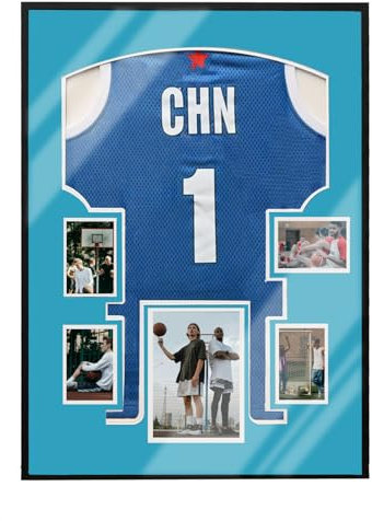 UXENI Objektrahmen Aluminium Bilderrahmen mit Transparentes Acryl,3D Rahmen tief für Objekte,Trikotrahmen zur Aufbewahrung ihres Sport Trikot, Shirt Vitrine als Wanddeko (80 x 60 cm) 03