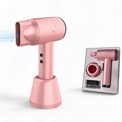 Secador de Pelo Inalámbrico de 300 W con Batería, Secador de Pelo a Batería, Secador de Pelo Inalámbrico, Batería de 5000 MAh, Ajuste de 6 Velocidades, Secado Rápido, (Enchufe de