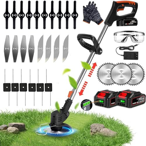 Cordless Grass Trimmer, Telescopic Electric Weed Wacker,Electric Garden Strimmer Grass Cutter for Lawn Edger Pruning Weed,Lightweight Lawn Mower,Suitable for Garden Lawn shrub