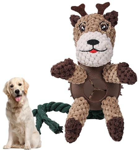 Whnbuij Weihnachtliches Haustierspielzeug für Hunde | Hundefutterspender Spielzeug | Hundefutter Leckage Spielzeug Plüsch Quietschende Beißpuppe Bissfest für Reisen