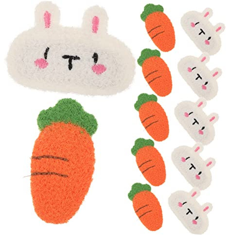 DRESSOOS 12pièces Clips De Cheveux Peluche Carotte Et Lapin Barrette Snap Mignonne Pour Femmes Et Filles Accessoires De Coiffure Festifs