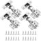YUNYU 4 Pcs Cabinet Hinges, Half Overlay, Metallic, Steel, Classic Style, Soft Close, Kitchen Cabinet Hinges with Screws
