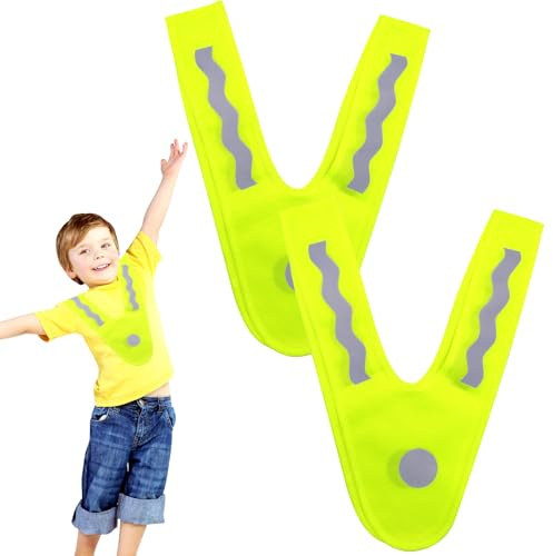 HVIHWI 2 Stück Warnweste Kinder, Kinderwarnweste V-Form, Reflektorweste für Kinder, Pannenweste für Jungen Mädchen, V-Form Signalkragen, Sicherheitsweste, Warnschutzweste für Sport, Laufen, Radfahren
