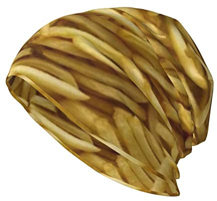 Hceaatb Slouchy Beanie Mützen Pommes Frites Gebratenes Essen Unisex Strickmützen Dünn Weich Stretch Hip-Hop Skull Cap Schwarz, Schwarz , Einheitsgröße