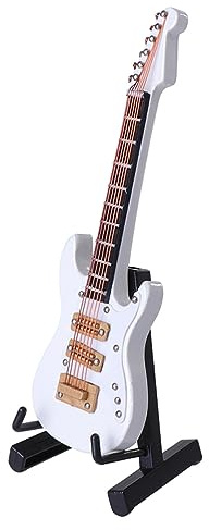 Ciieeo Weiß Kleiner E-gitarrenmodell und Kunststoff, mit Box | Musikzimmer und Bücherregal, als Geschenk für Kinder und Musikerfreunde, Weihnachtsdeko