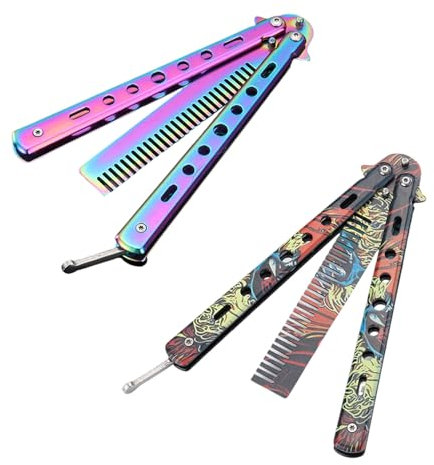 2 Pieces Stainless Steel Folding Combs, Creative Design Combs, Hair Styling Tools, Portable Combs, Practice Training Combs