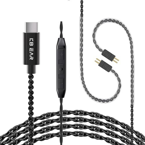 2PIN USB C IEM Cable,Upgraded in Ear Monitor Cable for KZ ZS10 PRO/ZST/ZST-XZS12 PRO X/ZS10 PRO 2/ZSN PRO X/ZSN PRO/EDX PRO/Castor,CCA CRA/C10 (Type c-with mic, 2PIN)