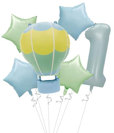 Tourima Heißluftballon Geburtstags 1. geburtstag Junge,Folienballon 1 Geburtstag Junge,Ballon Deko 1.Heliumballons Geburtstag Deko Luftballon 1.