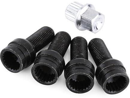 Juego de Pernos de Rueda de Acero Negro M14*1.5 Mm, Fácil Instalación, Confiable para Automóvil, 4+1 Set