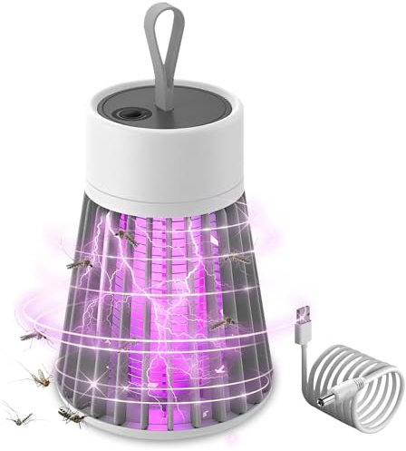 XPJBKC Insektenvernichter Elektrisch, Mückenfalle Elektrisch, Mückenlampe Akku USB, Mückenvernichter Mückenschutz mit UV-Lampe, Keine Giftigen Chemikalien, Mückenfalle für Garten, Innen, Aussen (Grau)