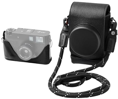 SMALLRIG X Half Ledertasche für FUJIFILM, Retro-Tragetasche mit Halbleder-Hülle, integriertem Kartenfach, tragbar und schützend Dank gewebtem Schultergurt (Schwarz) – 5219
