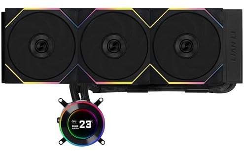 Lian Li HydroShift II LCD-C 360 TL Wireless – 360 mm AiO-Wasserkühlung Schwarz – 3x 120 mm PWM RGB Lüfter – 2,1 LCD Display – CPU-Kühler für Intel LGA1851 / 1700 – AMD AM4 / AM5