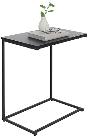 Relaxdays Beistelltisch, C-Form, große Tischplatte, HxBxT: 60 x 55 x 35 cm, Sofatisch zum Unterschieben, Eisen, schwarz