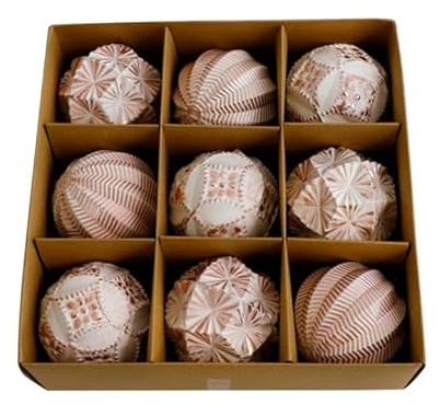 Weihnachtskugeln, 9-teiliges Set. 8 cm große Weihnachtsbaumkugeln aus Kunststoff, Farben im Antikstil，Bruchsicher Weihnachtsschmuck, Hängendes Kugelset (8 cm,Roségold)